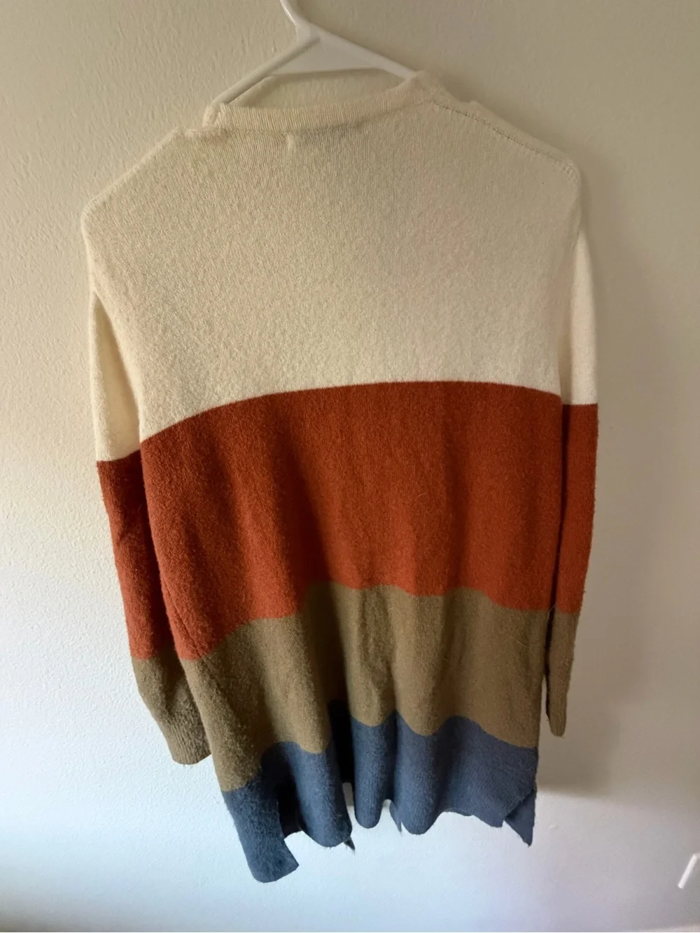 Madewell Cream Rust Olive Blue Colorblock Open Cardigan